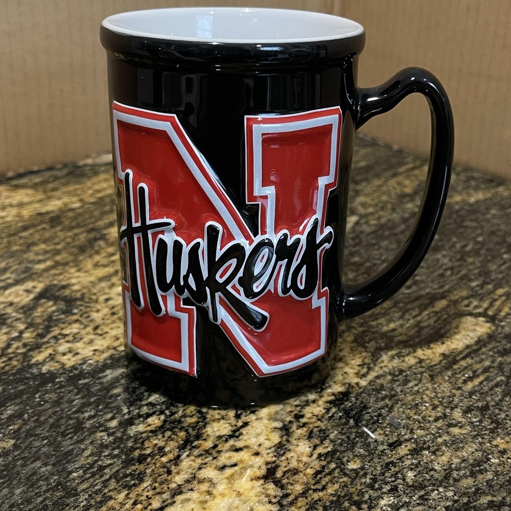 Nebraska Cornhuskers Coffee Mug Cup Ceramic‎ Black Red NCAA Football Huskers 3D